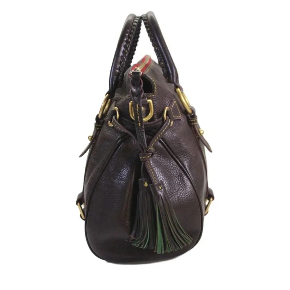 Dooney & Bourke Leather Zip Up Top Handle Handbag Brown_4